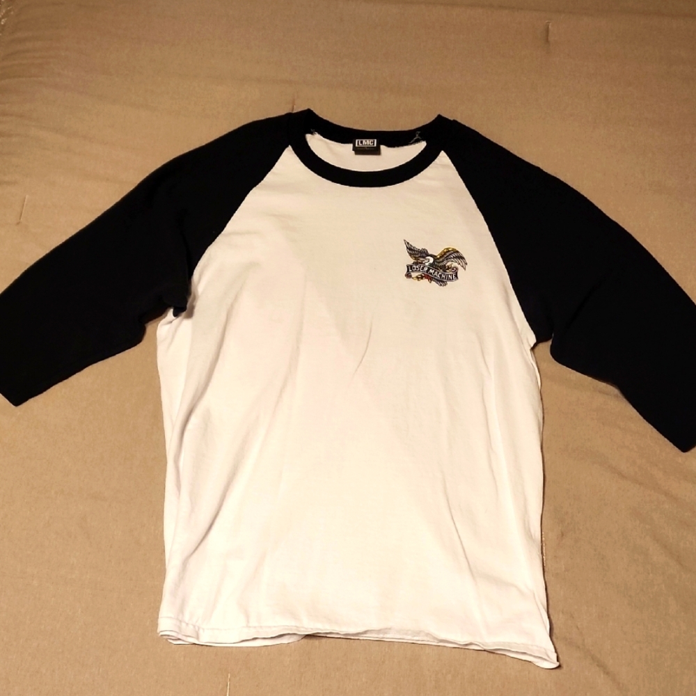 Medium Luxe Black and White Raglan Tee